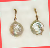 Coin Shaped Keshi Pearl Necklace and Earrings