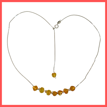 Floating Amber Beads Necklace