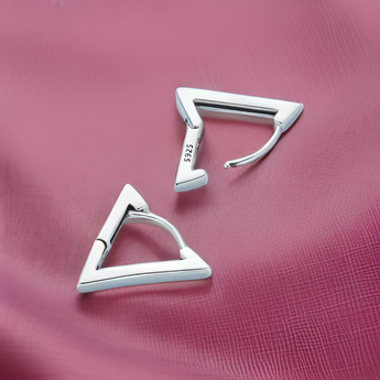 Sterling Silver Triangle Huggie Earrings