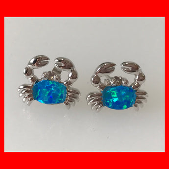 Sterling Silver and OPal Crab Studs